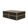 Bygone Voyager Steamer Trunk Coffee Table Black Aged Leather & Gold Hardware