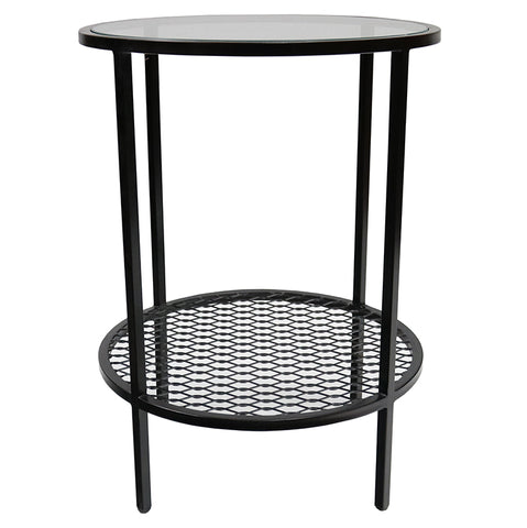 Frankton Double Tier Side Table / Alcove Table Metal With Glass Top