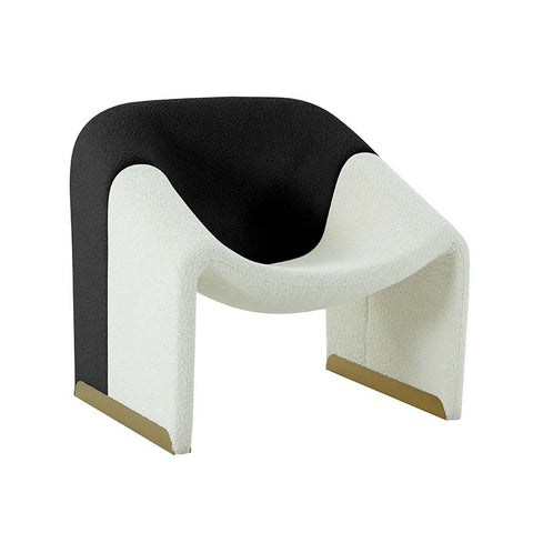 Alaska Modern Abstract Black & White Boucle Club Chair / Occasional Chair