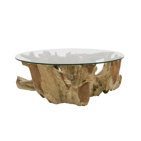 Crusoe Tree Root Round Coffee Table - Modern Rustic Chic Design