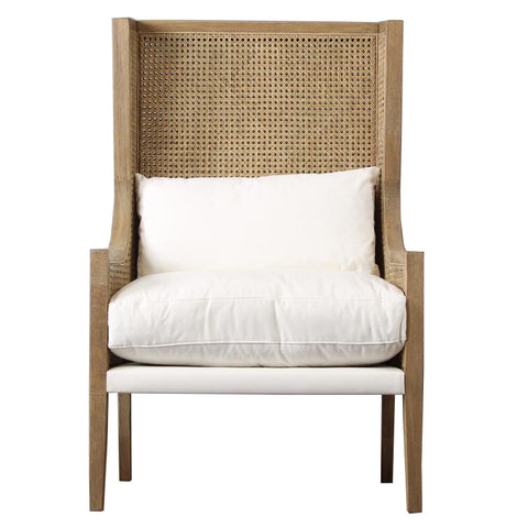Exquisite Grand Luxury Mason Oak, Rattan & Linen Lounge Chair Armchair