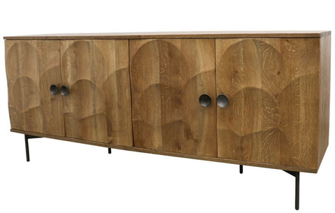 Cassie Carved Oak Sideboard Entertainment Unit Modern Coastal Chic