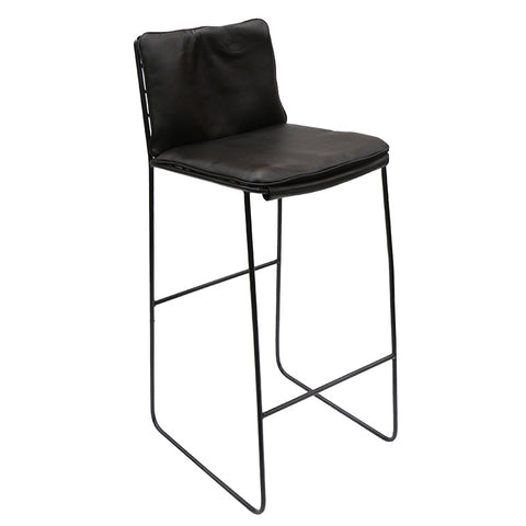 Jordi Black Leather Bar Stool Barstool